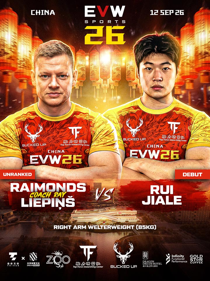 East vs West 26 (EVW26): Raimonds Liepiņš pret Rui Jiale